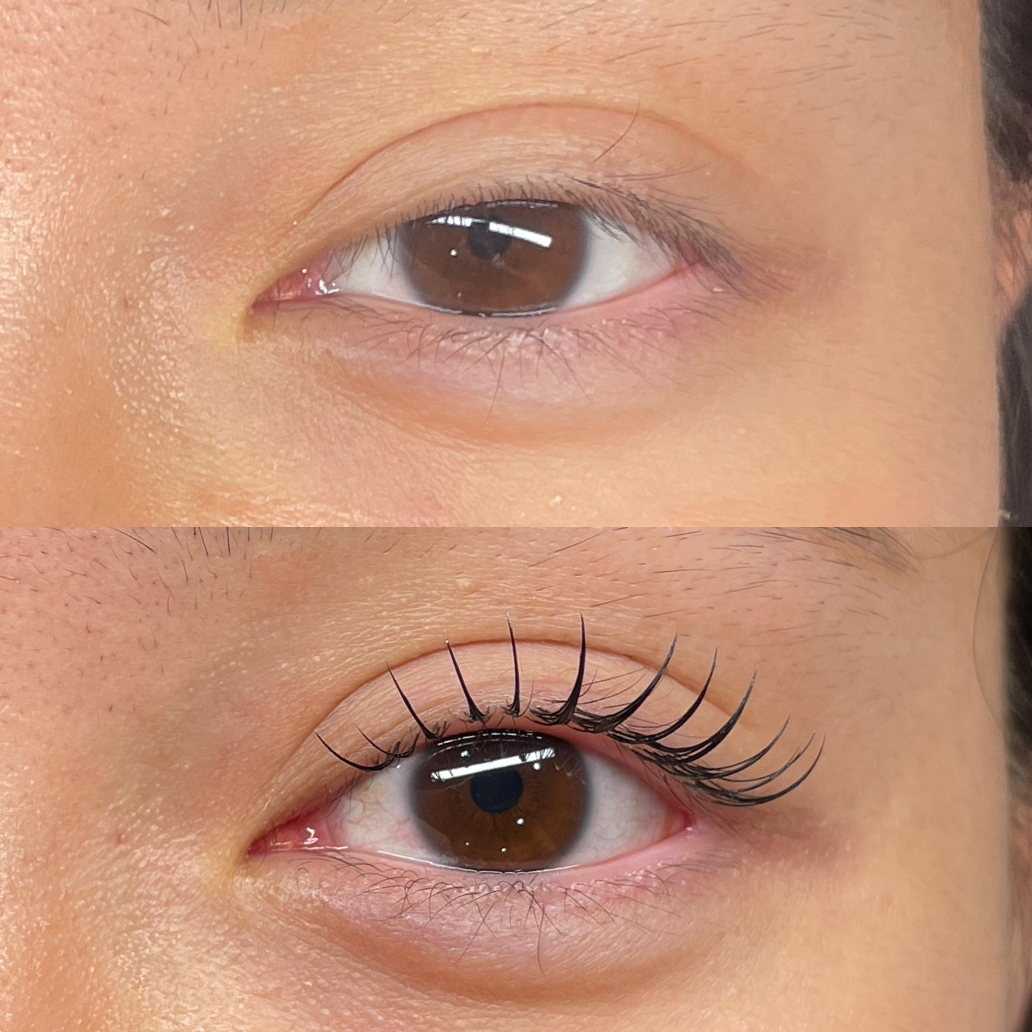 Lash lift before and after, subtle lift with beautiful separation