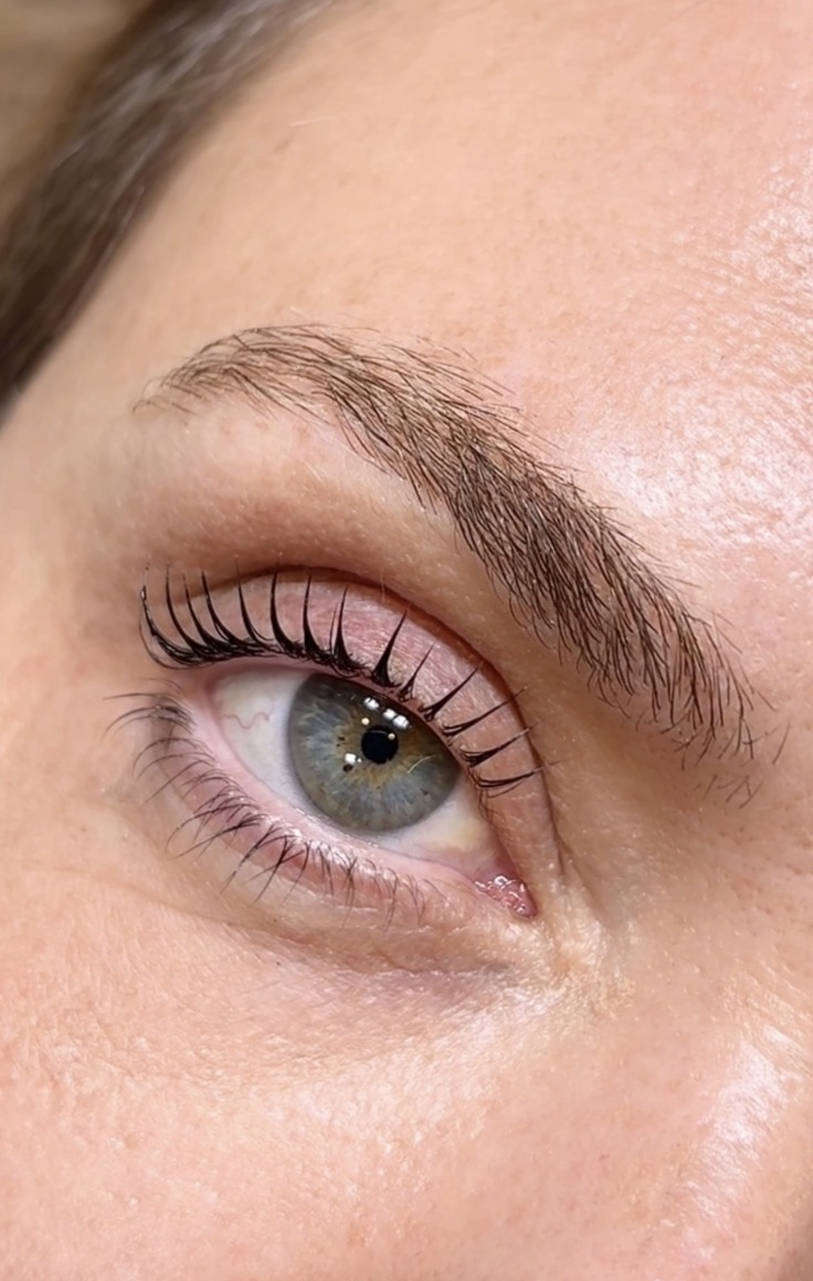 Natural lash lift close-up, beautiful curl
